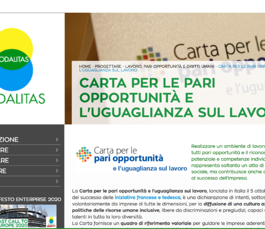 immagine del sito di Fondazione Sodalitas che parla della Carta delle Pari Opportunità