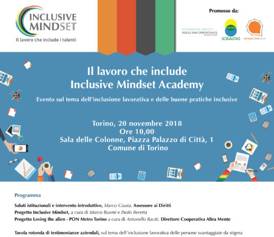 Locandina incontro Inclusive Mindset 20 Novembre 2018 Torino